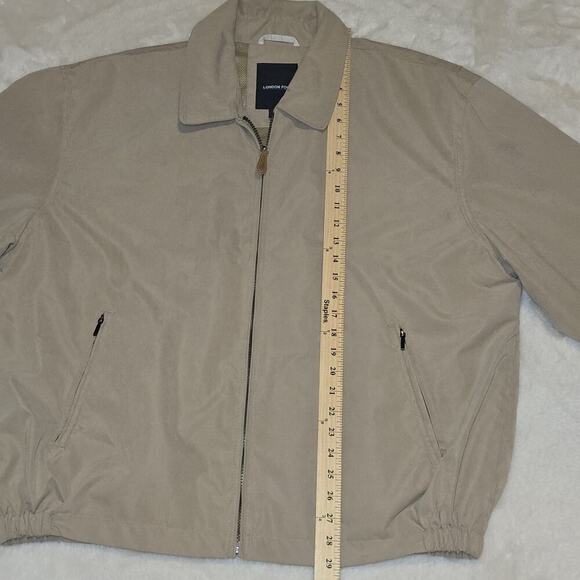 London Fog Men’s XL Beige Harrington Golf Jacket Zip Front Pockets Lightweight - Picture 9 of 14